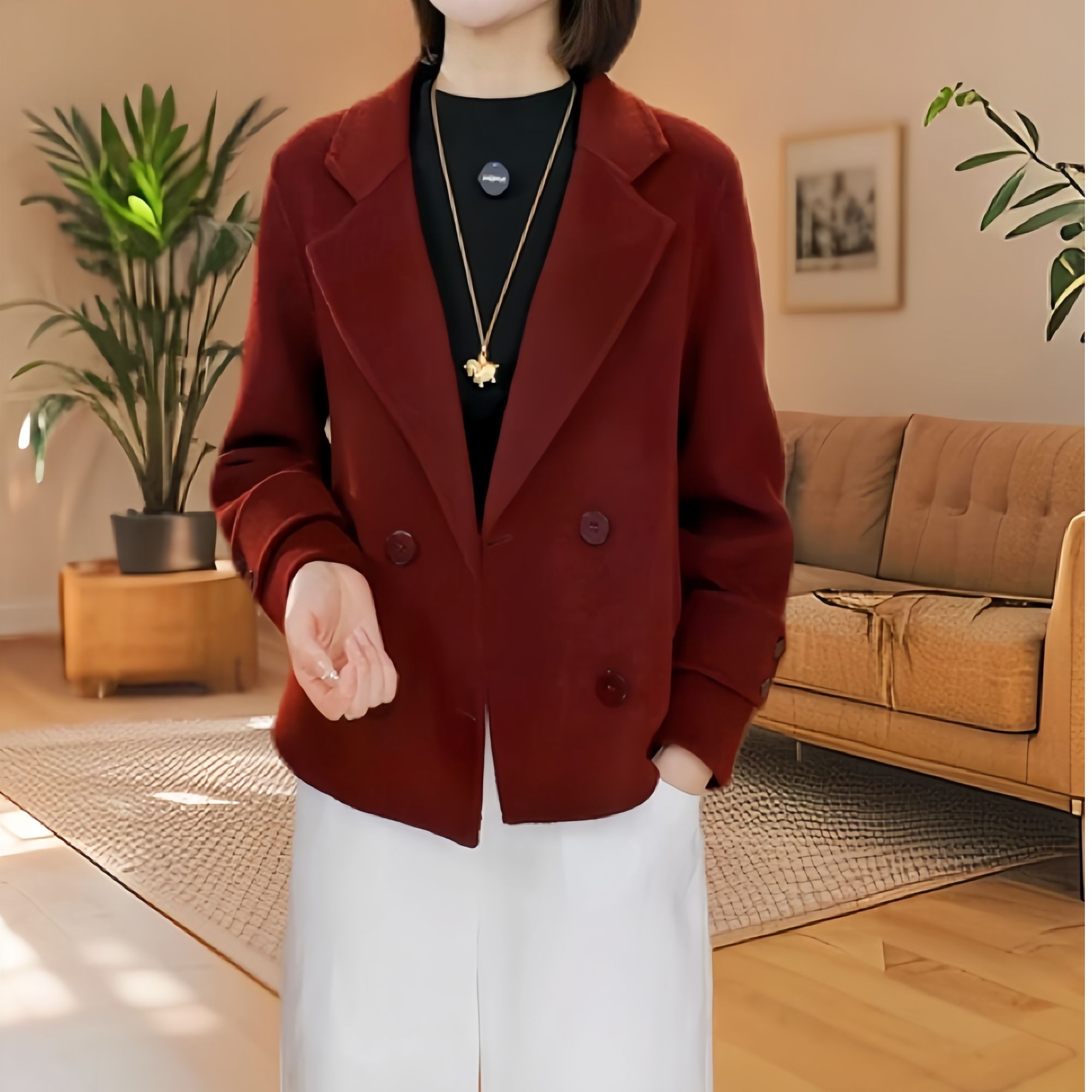 爆款2025年秋冬新款双面羊毛百搭大衣外套时尚妈妈装