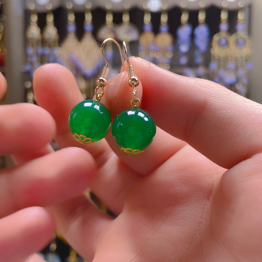 玛瑙/玉髓耳饰合金