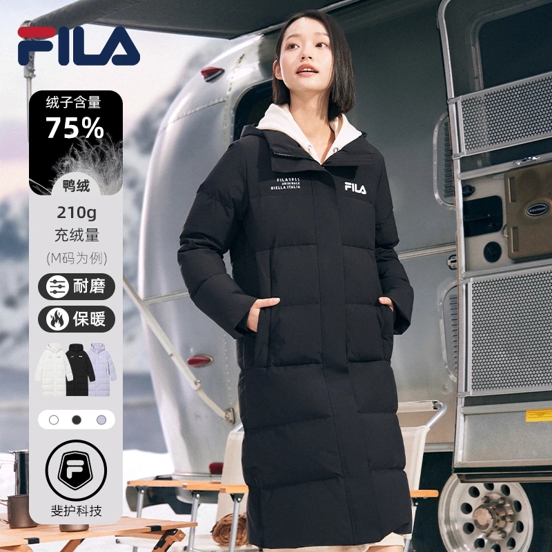 Fila/斐乐【爆款捡漏】情侣冬季时尚加厚保暖连帽过膝斐乐羽绒服