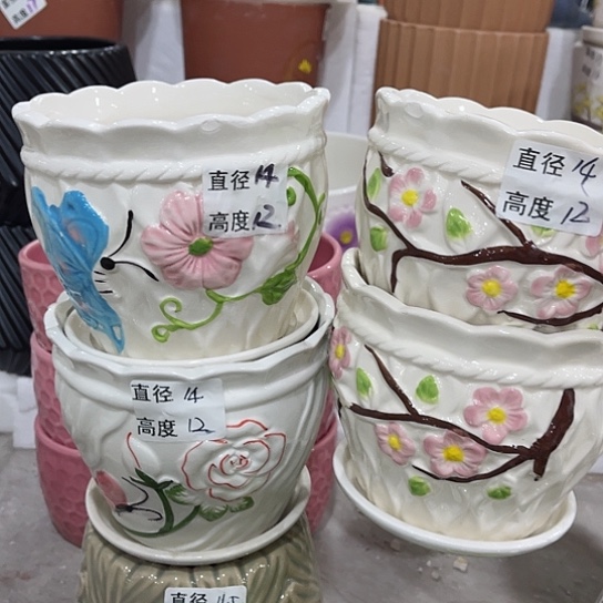 多肉绿植陶瓷花盆9.9包邮，有孔