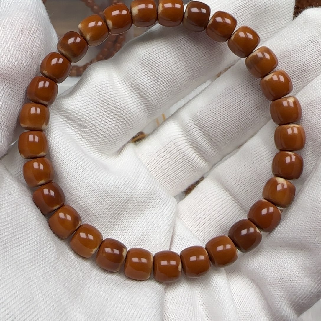 橄榄核手串老挝单圈极限弧反油7.6mm