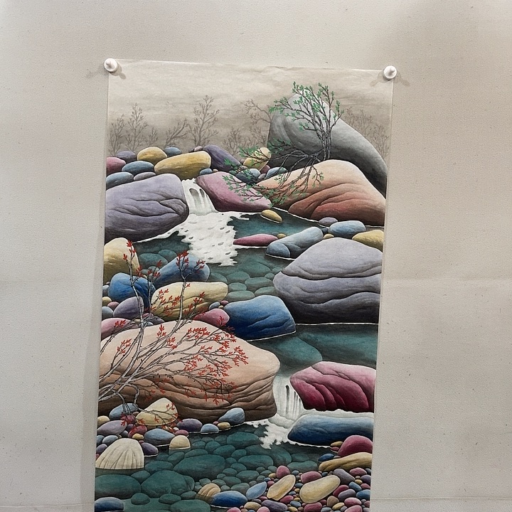 国画工笔画作品石来运转任海鲜画