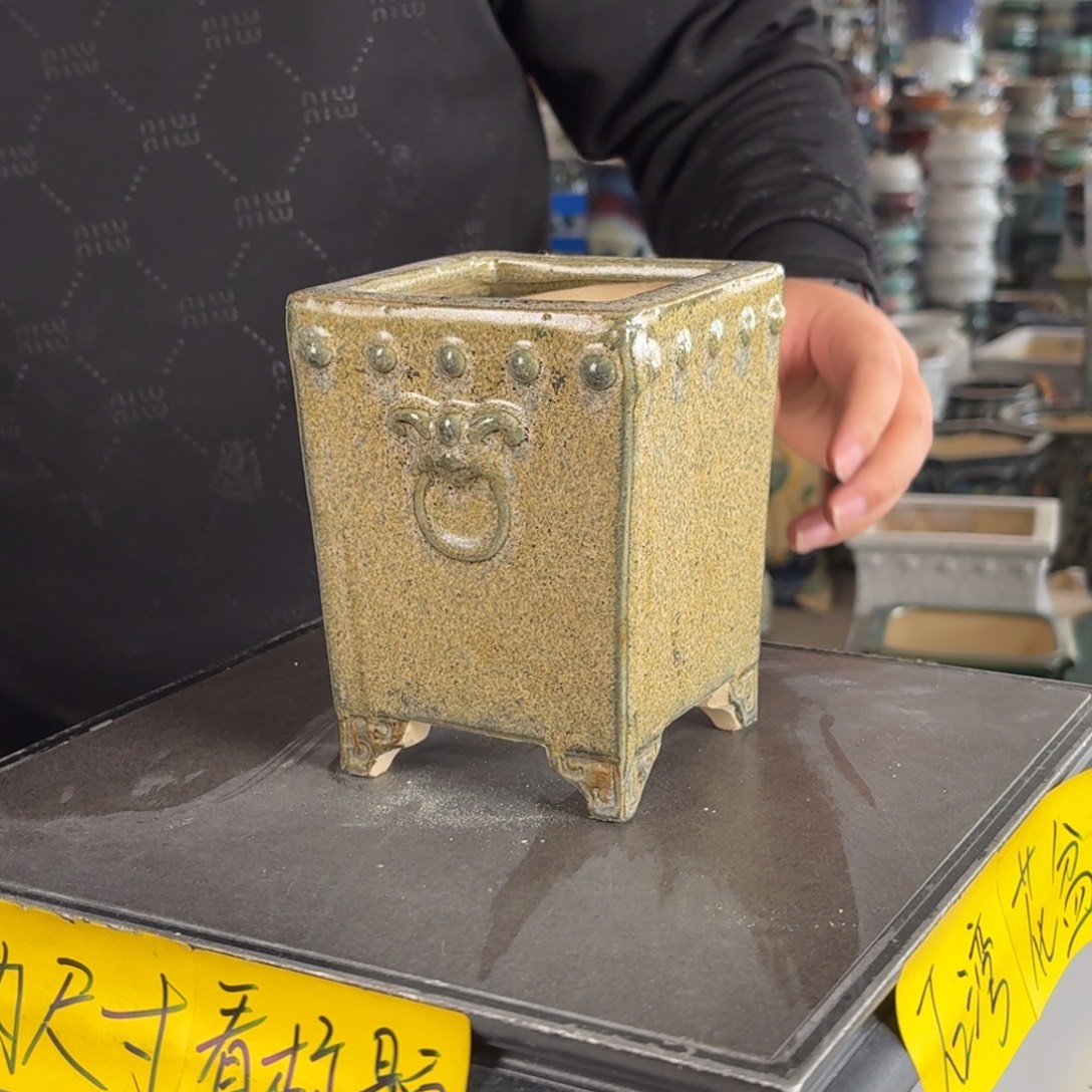 。一风堂石湾花盆 颗粒 高温裂 内8*12