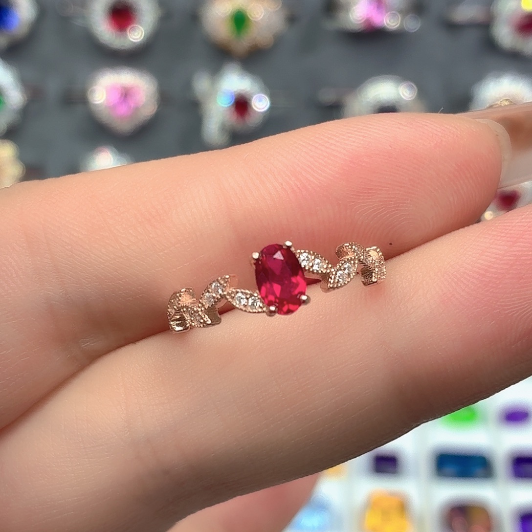 925银培育鸽血红色宝石