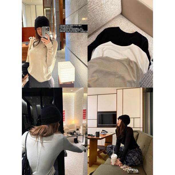 孟婆家【结构主义】含山羊绒！cook*秋冬加厚磨毛绒圆领长袖打底～191