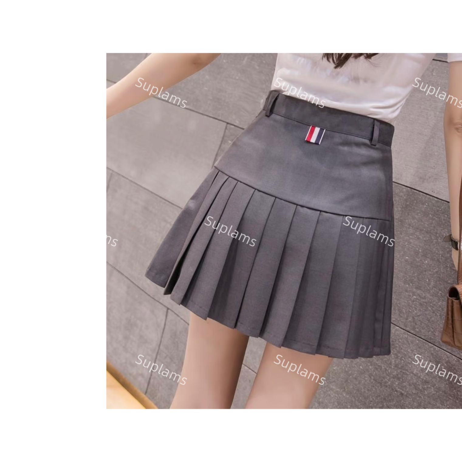 高级定制系列“整齐下摆”纯色西装百褶裙（内含打底）