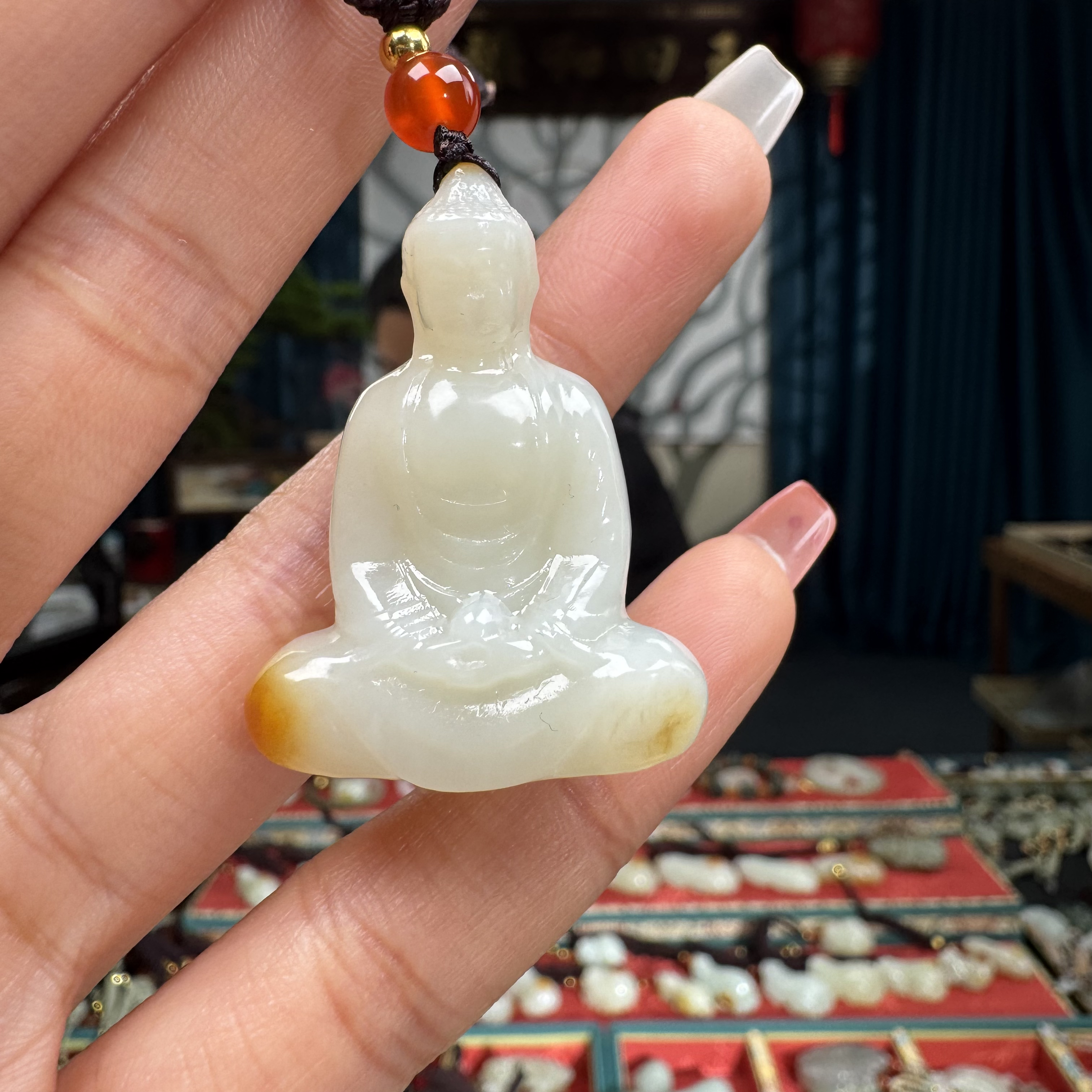 和田玉挂件立体大日如来佛祖挂件男女款