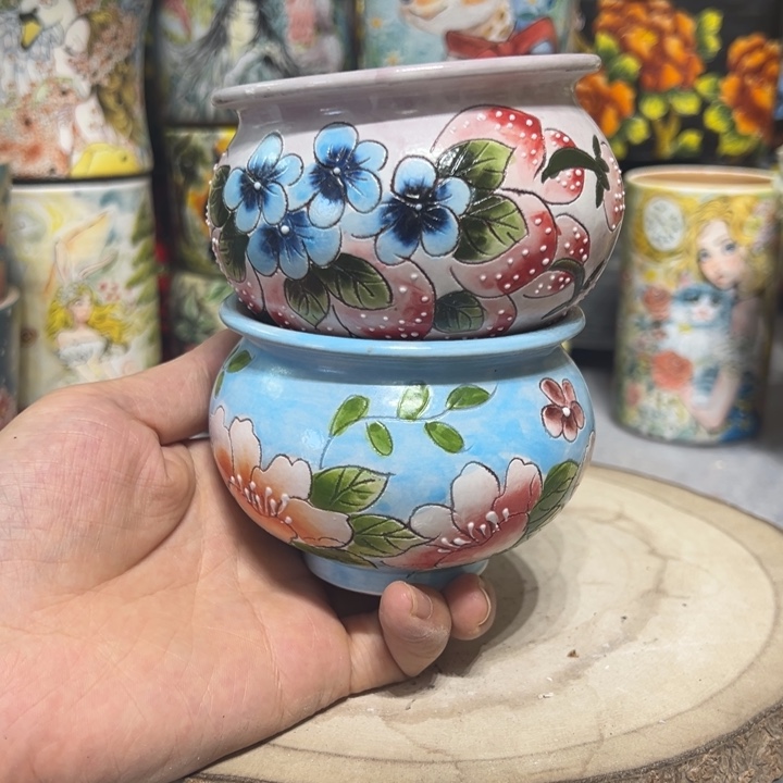 景德镇红陶精品手绘陶瓷
