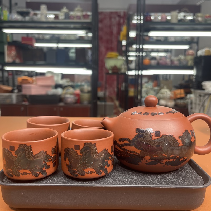 陶子茶具  马到成功变色紫砂西施壶一壶四杯小套组功夫茶具-3058