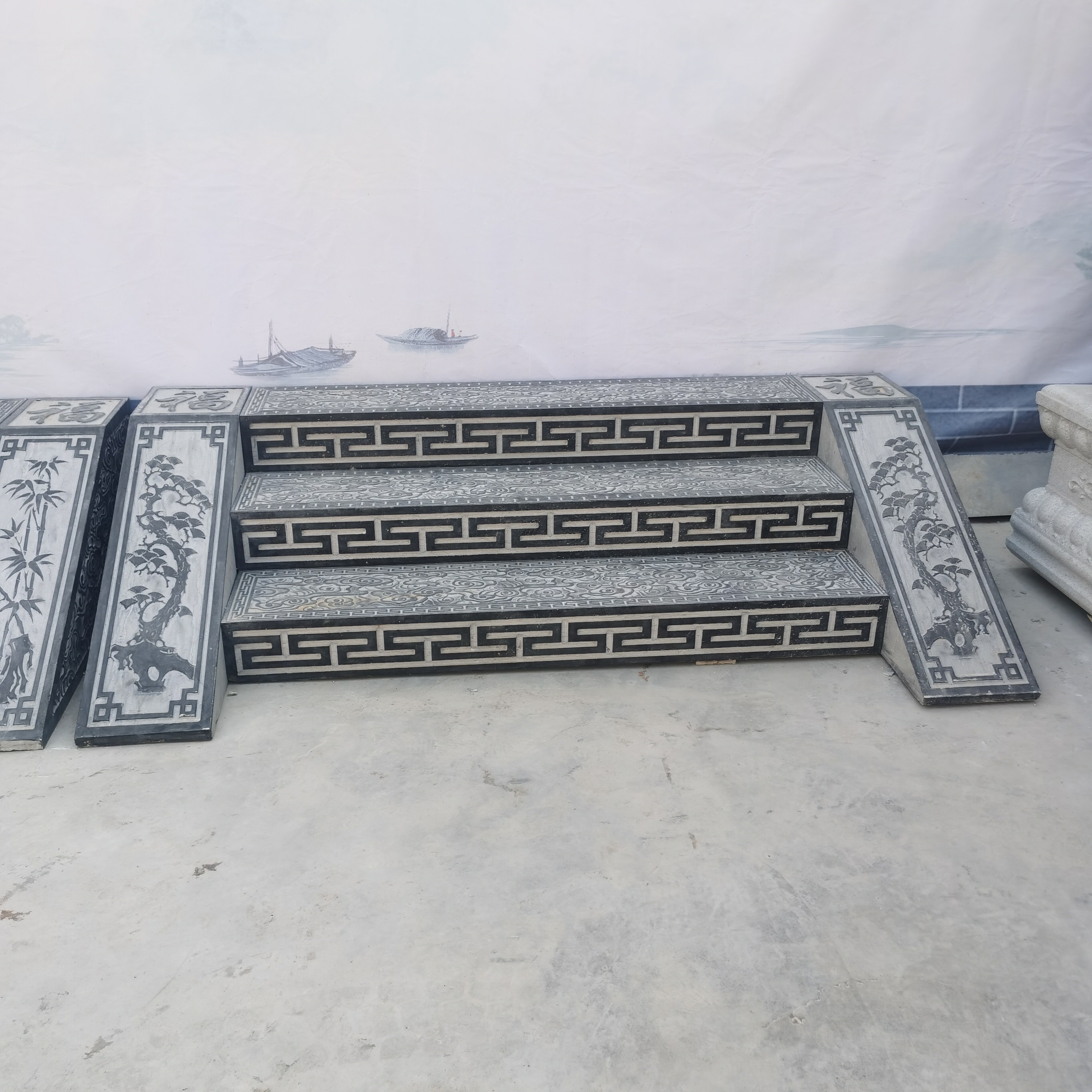 青石台阶石入户门踏步石祥云台阶庭院台阶设计支持定制