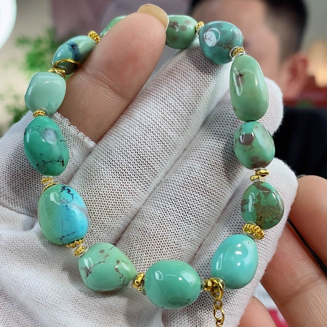 绿松石珠宝奇石18K金镶嵌
