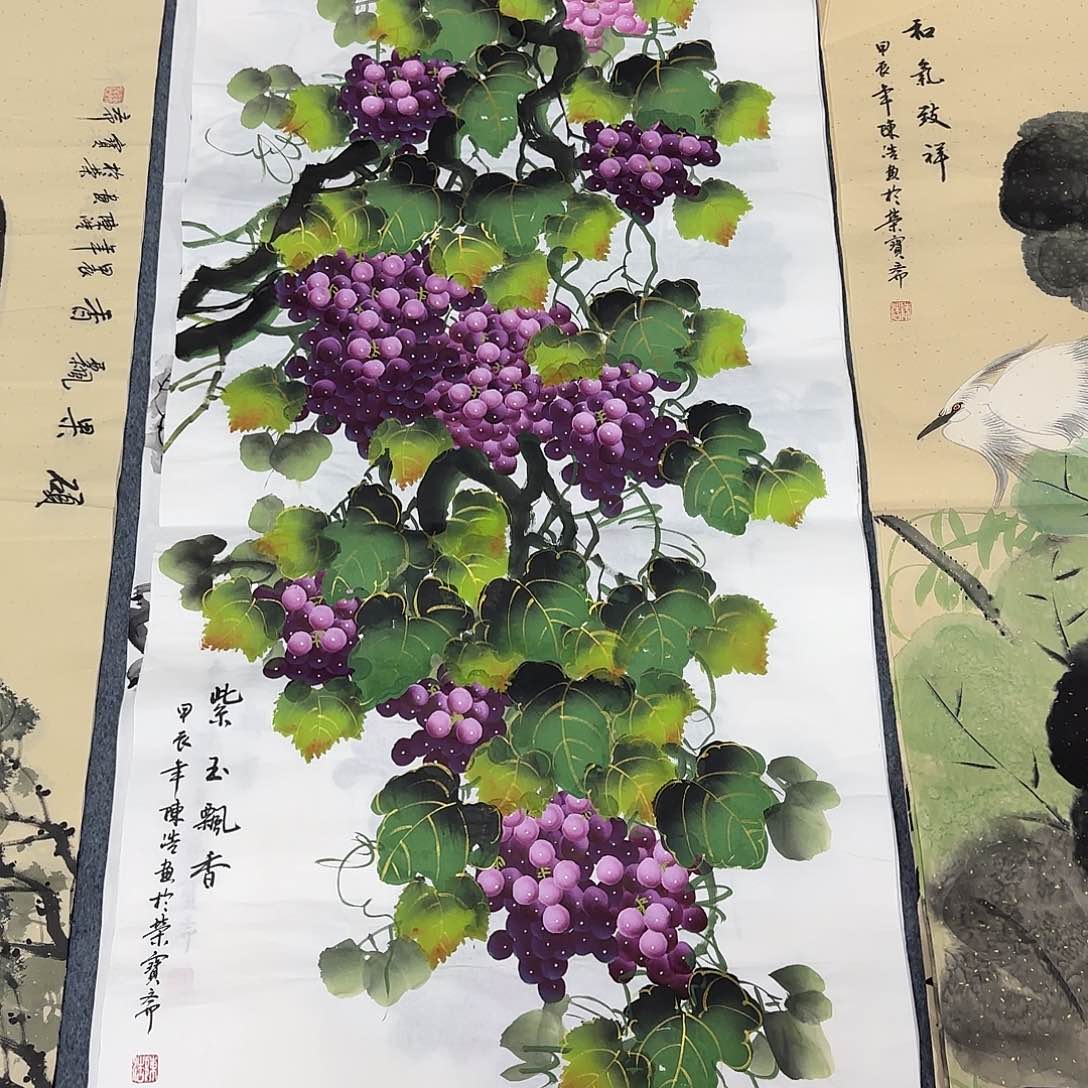 国画尺寸70X138手绘作品 