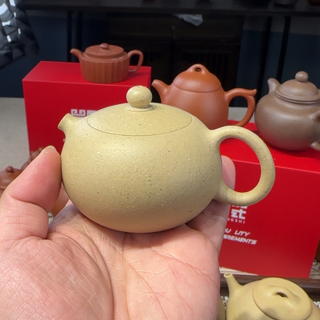 紫砂茶壶手工泥本绿 梨皮 