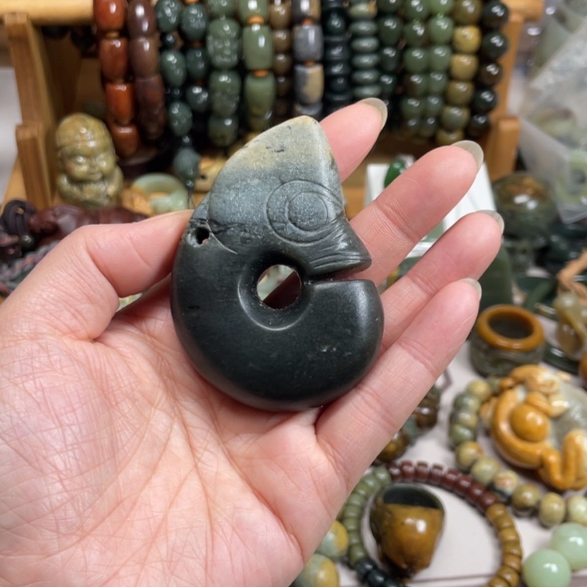 【闪购商品】岫岩河磨玉（透闪石质玉）手把件未镶嵌