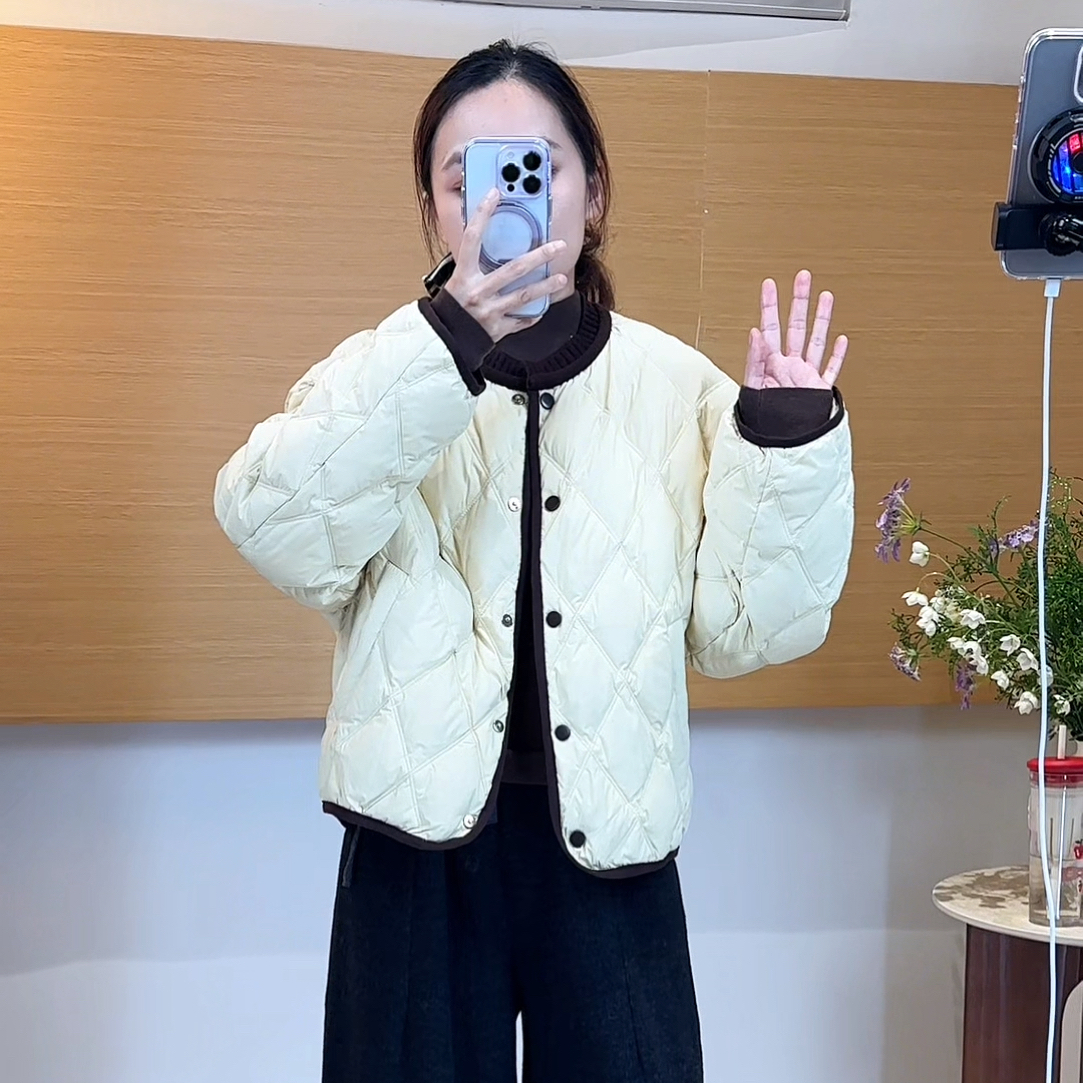 【菱格撞色领羽绒服】25899