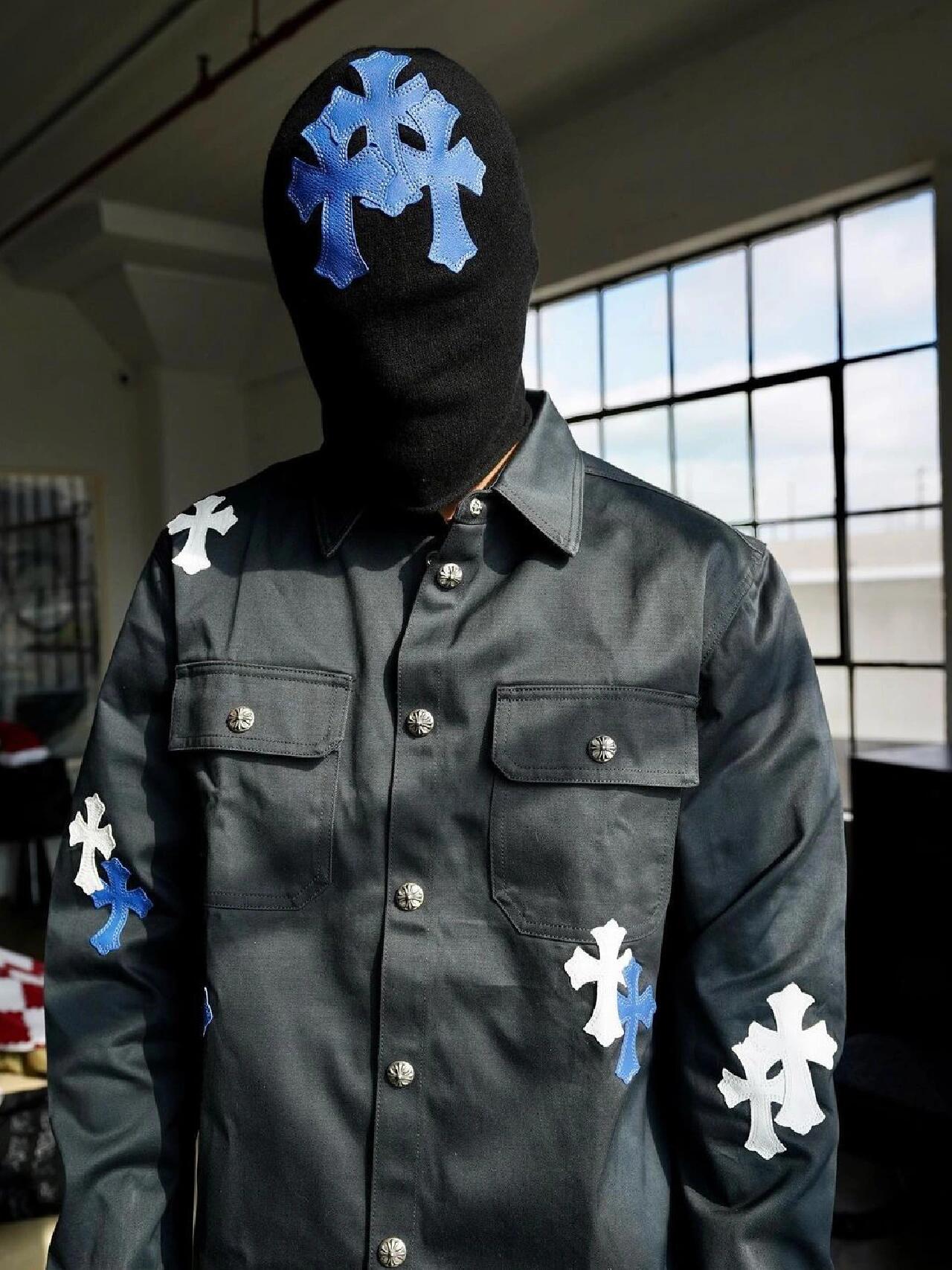 【西塔】美式街头潮牌十字架牛仔外套男女同款小众时尚宽松夹克