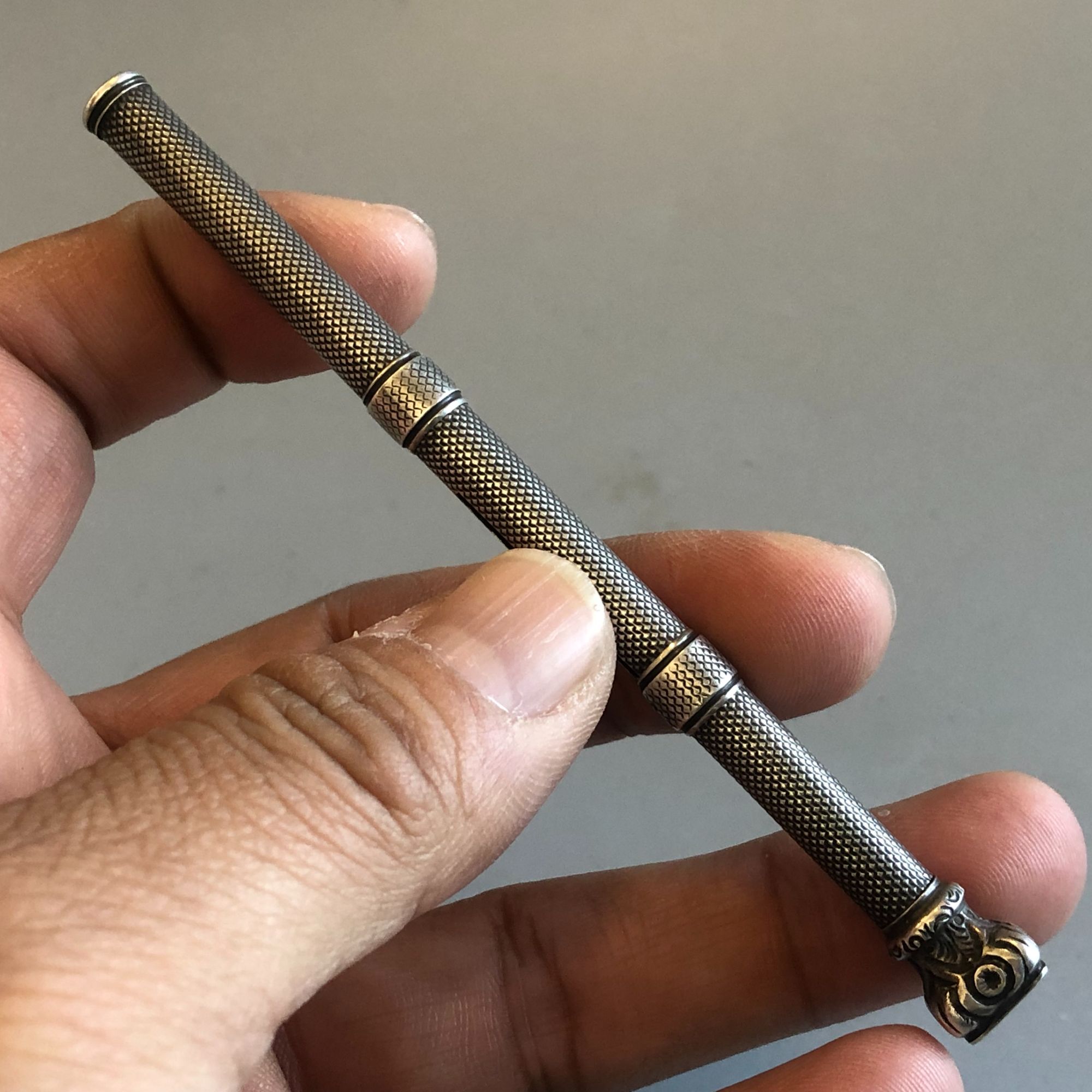 铁合金大理石吊坠 银压印特别少见银制