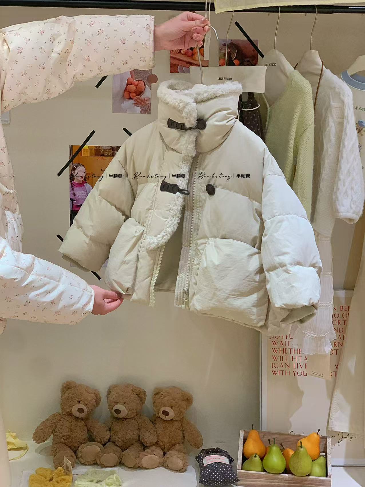 儿童韩版中长毛领棉服2025冬季新款女童加厚保暖棉袄洋气休闲外套