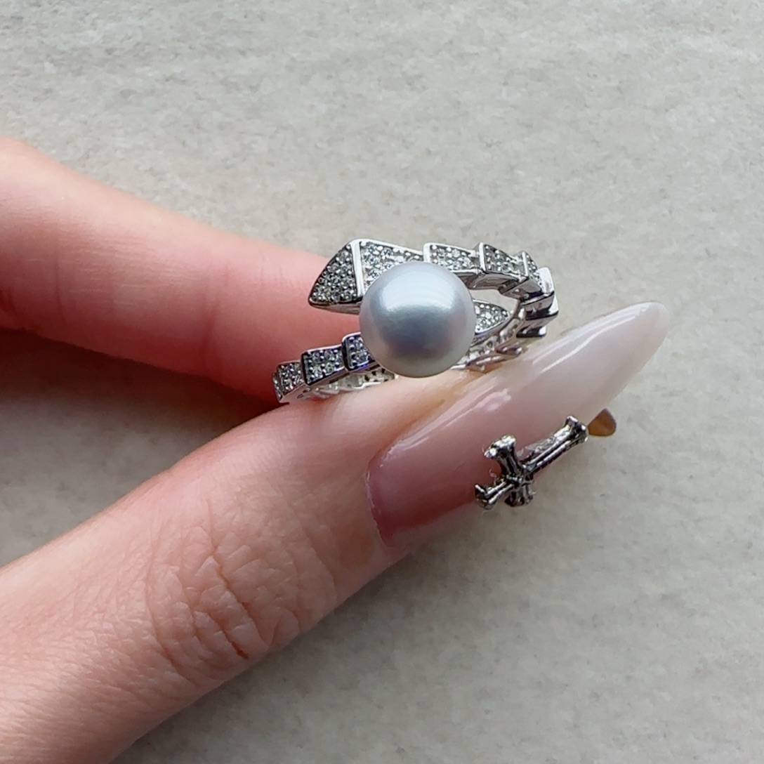 戒指11海水珍珠银S925镶嵌