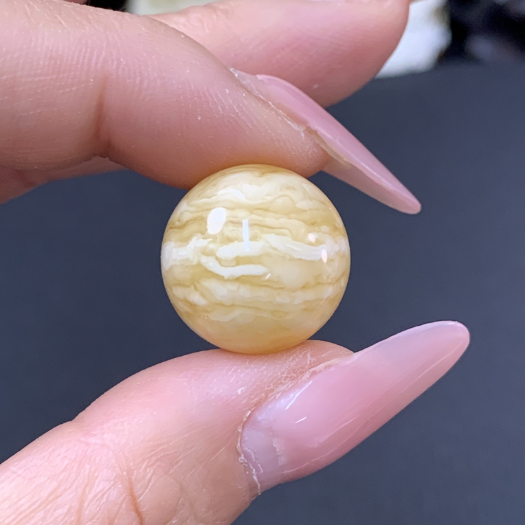 16+蜜蜡圆珠满蜡虎皮妖花原矿全品无优化俄料单珠配饰