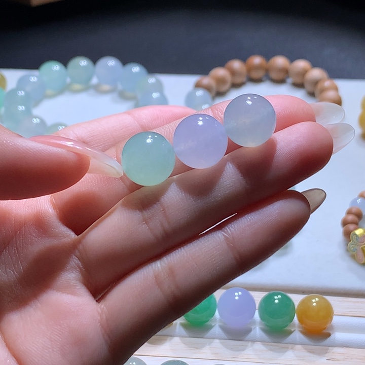 翡翠散珠三彩色珠珠卡11.9-12