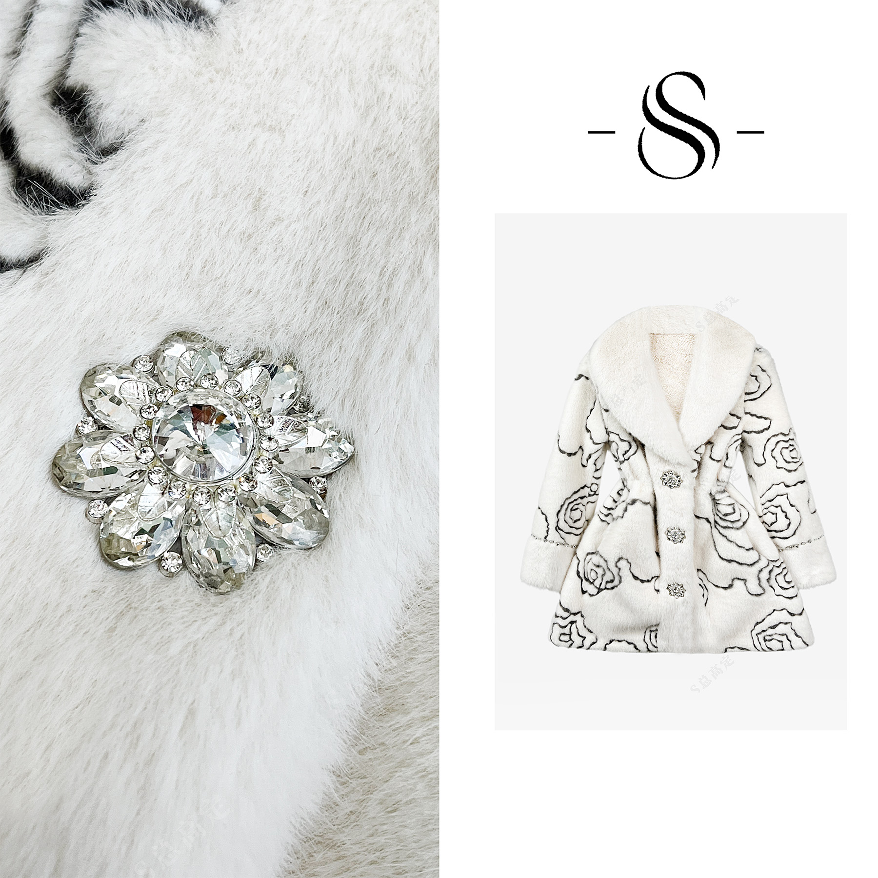 NIMOSHI【倩倩】冬季款法式高级时尚百搭拼接设计气质短外套D0438