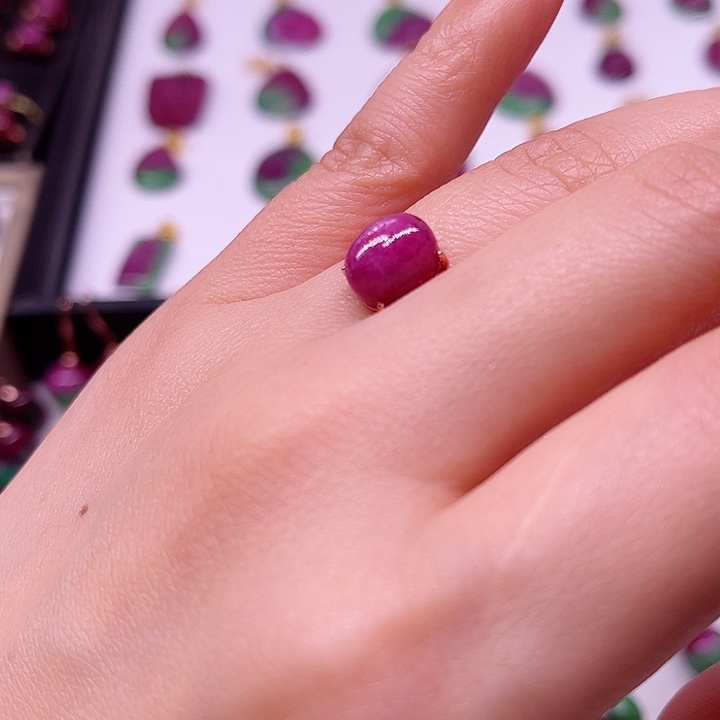 红宝石戒指银S925镶嵌