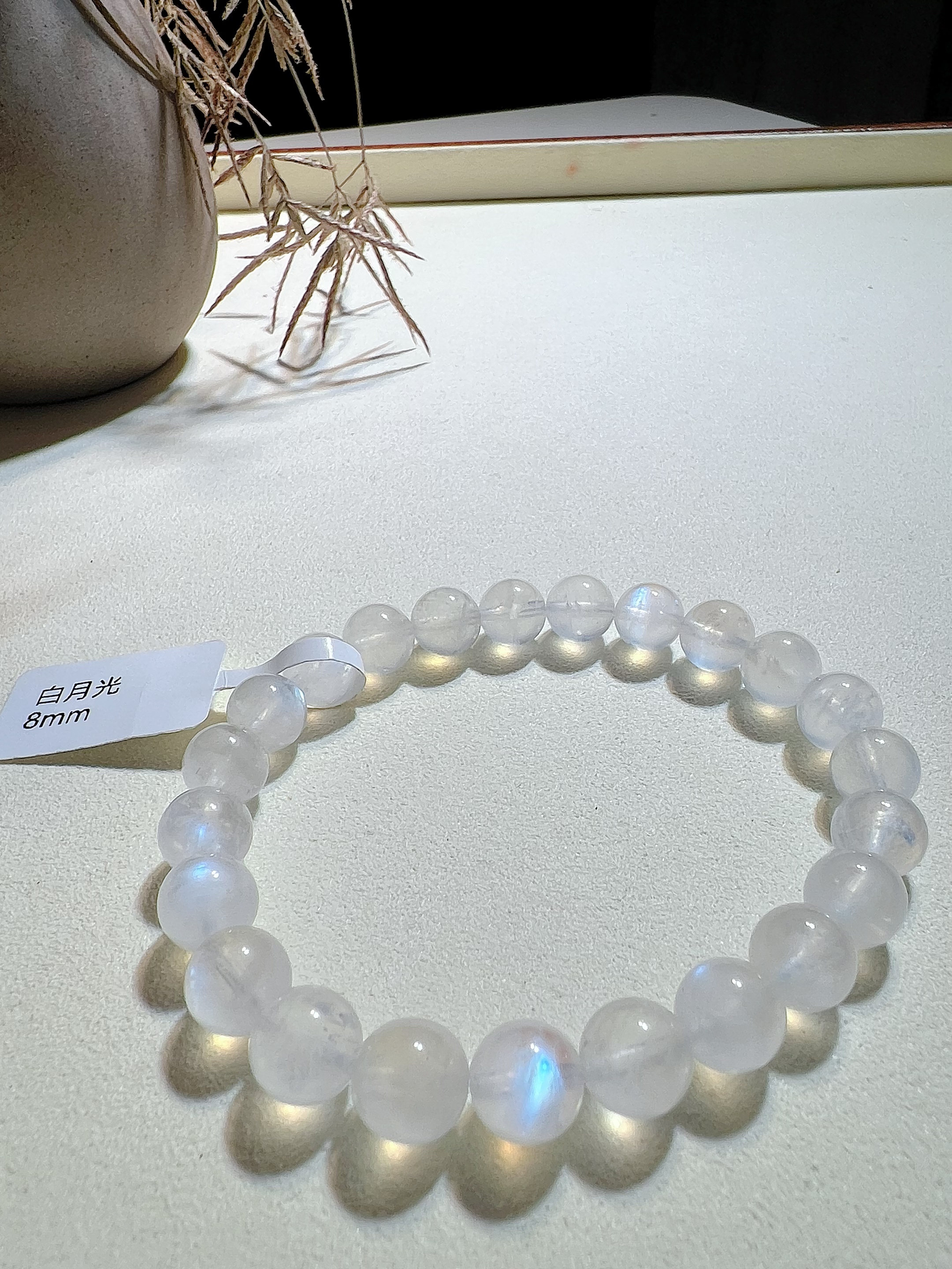 蓝月光手串白色圆珠单圈简约百搭女款手链天然水晶多样性发其一