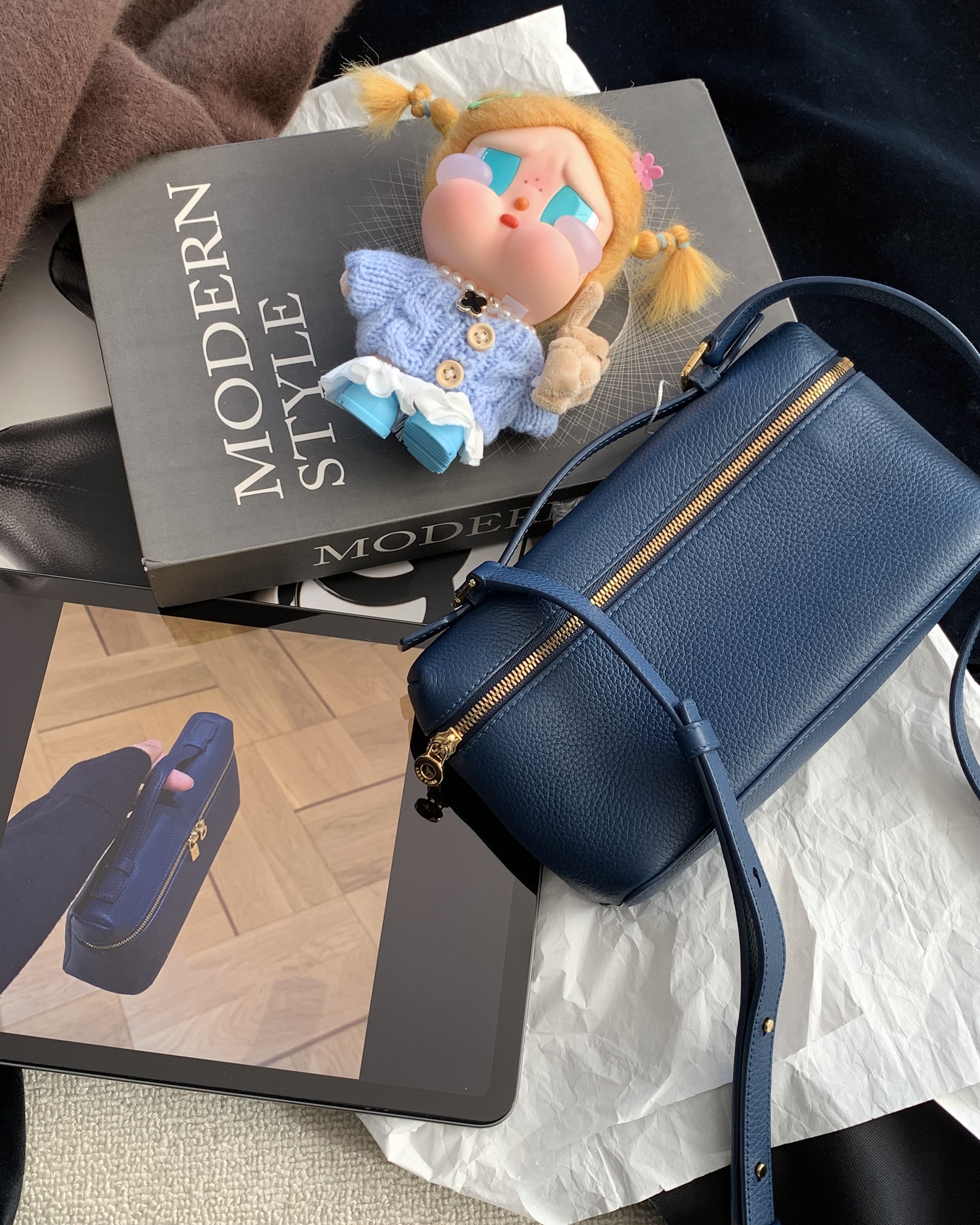 95新 Loro Piana/诺悠翩雅 蓝金L19饭盒包 18327118