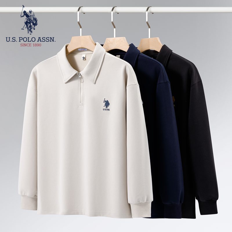 U.S.POLO ASSN.秋冬男女百搭休闲商务半拉链套头卫衣US25WY3632