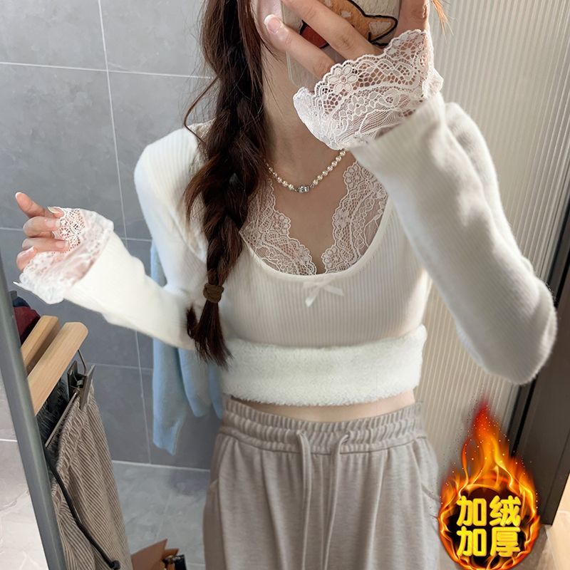 纯欲打底衫女内搭2025秋冬季紧身辣妹修身加绒加厚长袖烧小上衣女