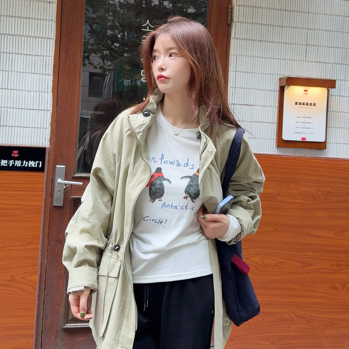 배추❤️东大门龙哥家的大胖企鹅好舒服长袖T恤 弹力宽松