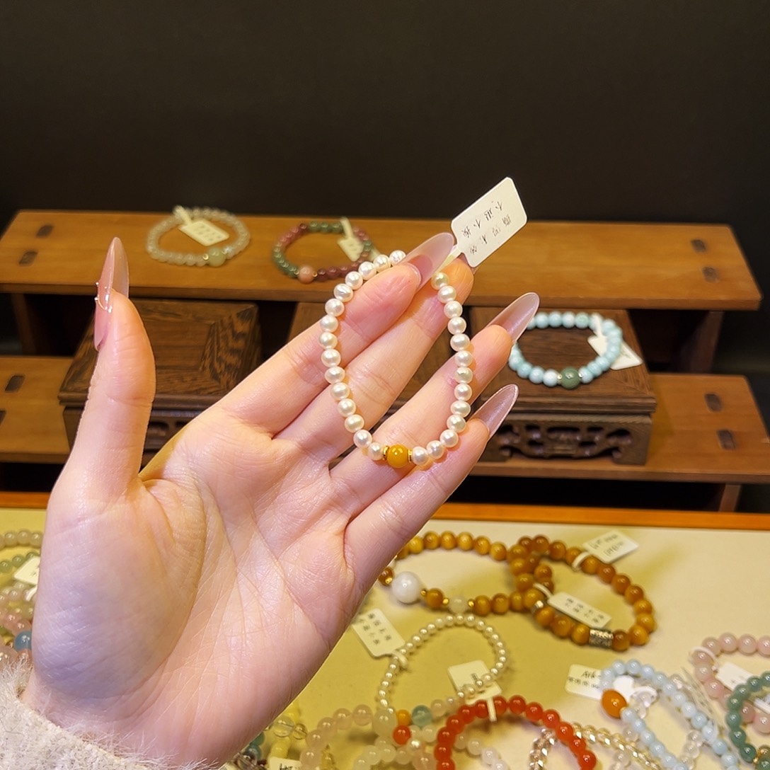 水晶手链银S925镶嵌珍珠196