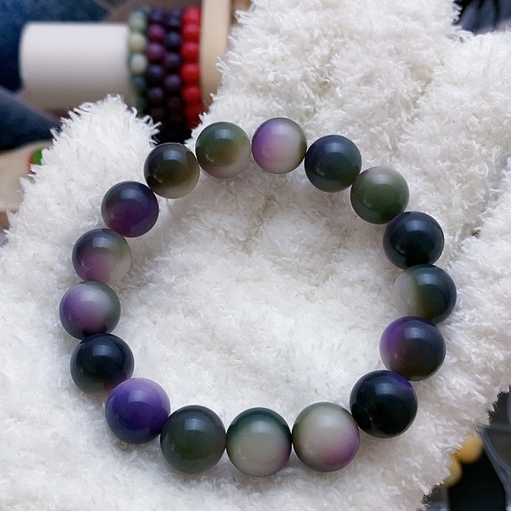 菩提根/象牙果手串紫绿圆珠手串