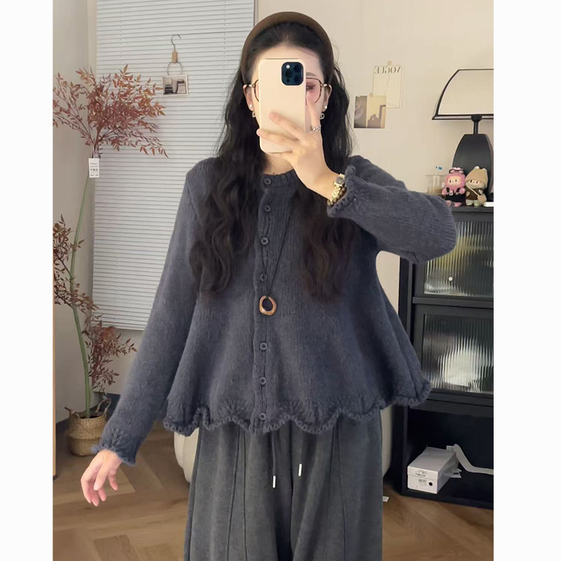 ER.XIN-’花瓣边毛衣‘-秋季新款花边毛衣 休闲韩系简约