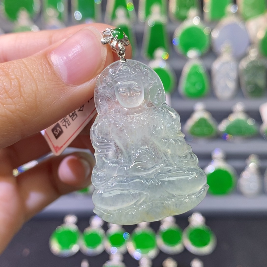 翡翠吊坠(不含链)18K金镶嵌