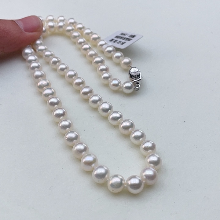 淡水珍珠颈饰银S925镶嵌卡7极光炫彩高品