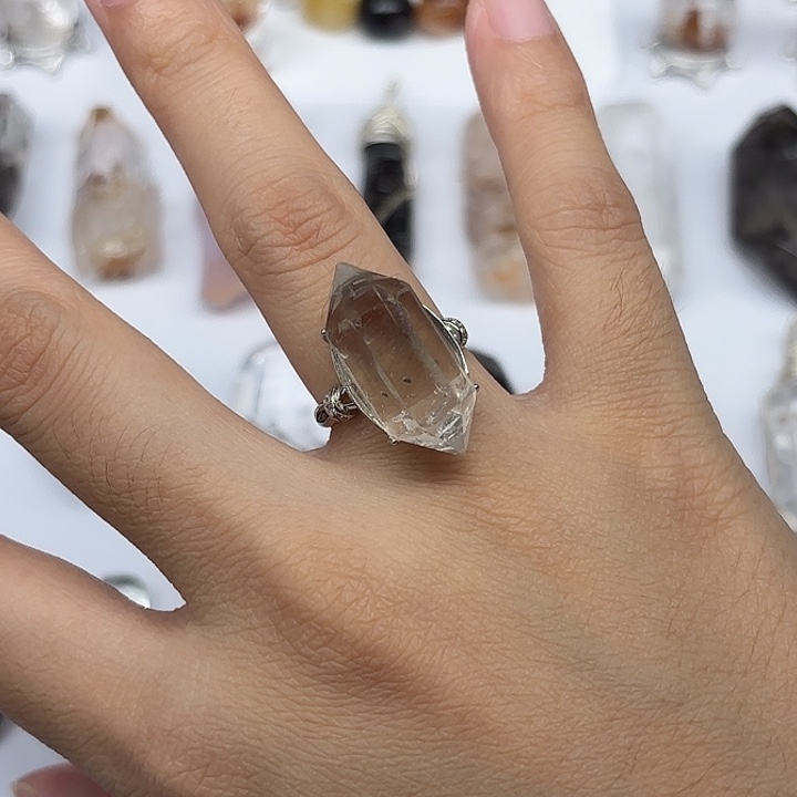 水晶银S925镶嵌戒指闪灵钻戒指