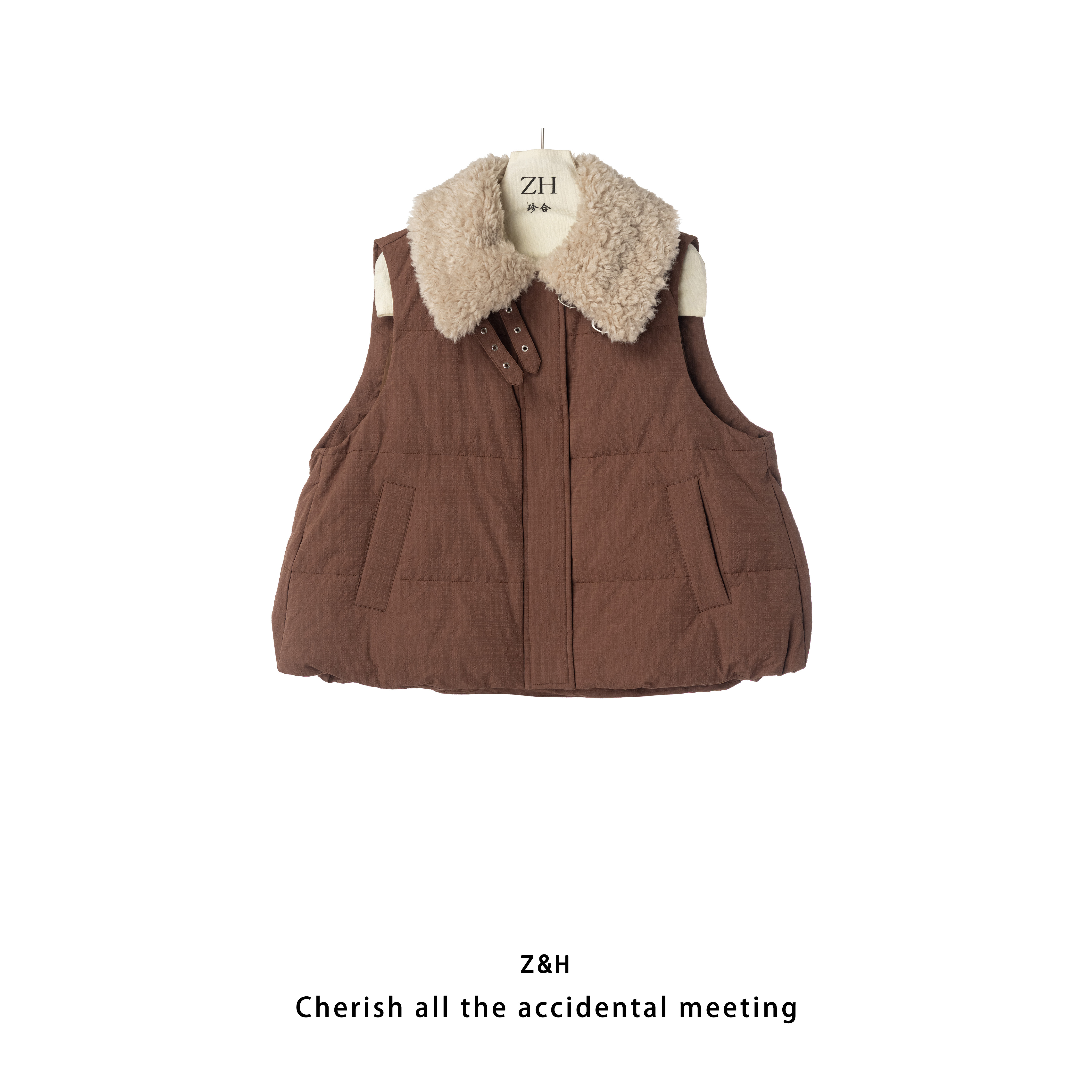 ZH【烛火入梦】毛领马甲拼接纯色