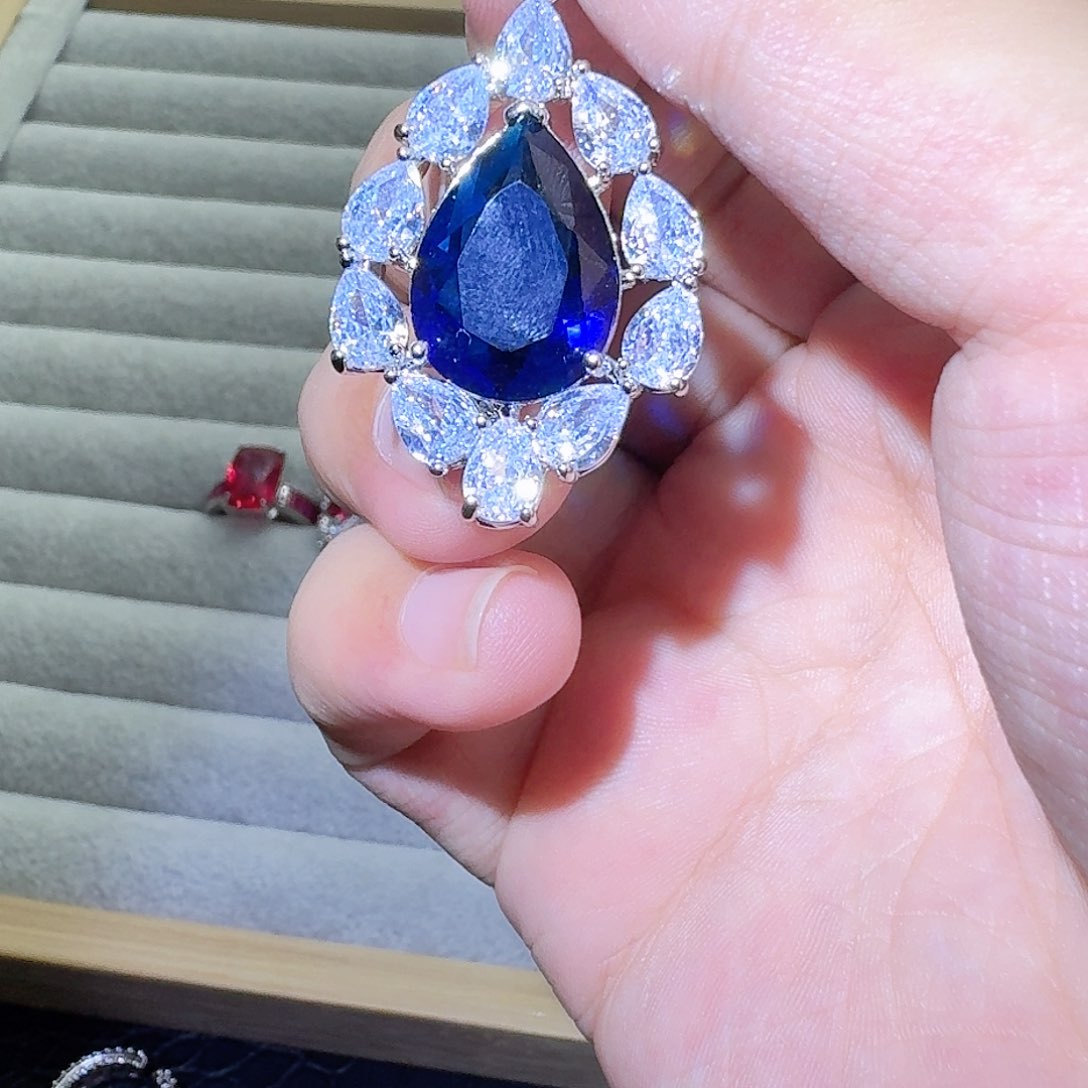 托帕石戒指银S925镶嵌