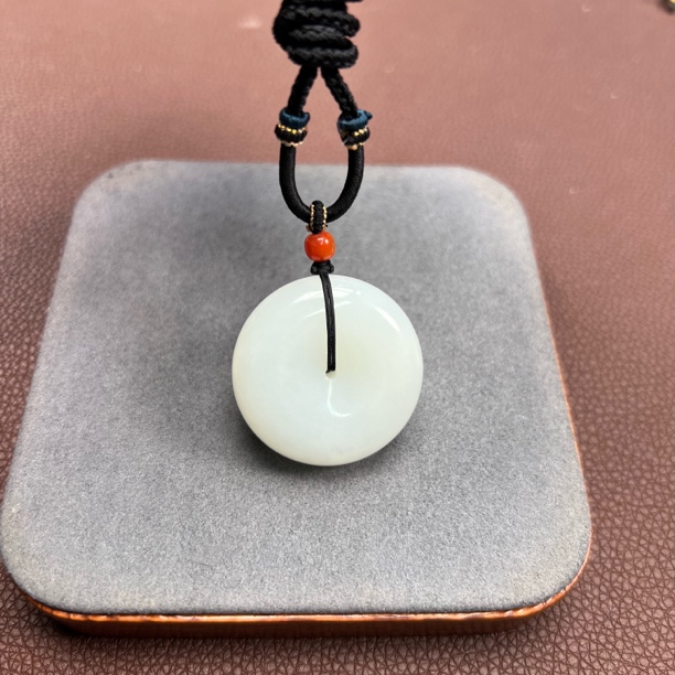 新疆和田玉白玉平安扣 32mm羊脂白送老婆礼物新中式配饰