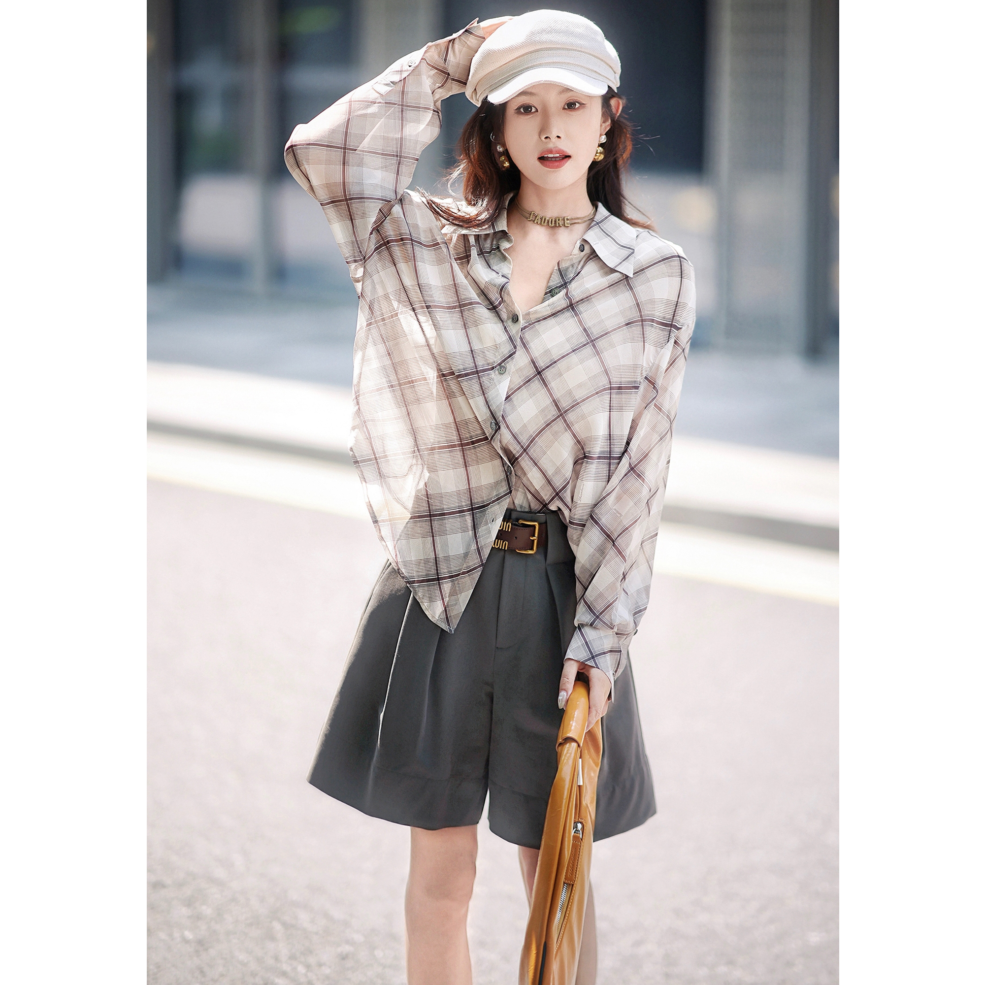 【赵大喜】精巧线：莫吉托真.丝衬衫100真.丝乔其/透.气防.晒