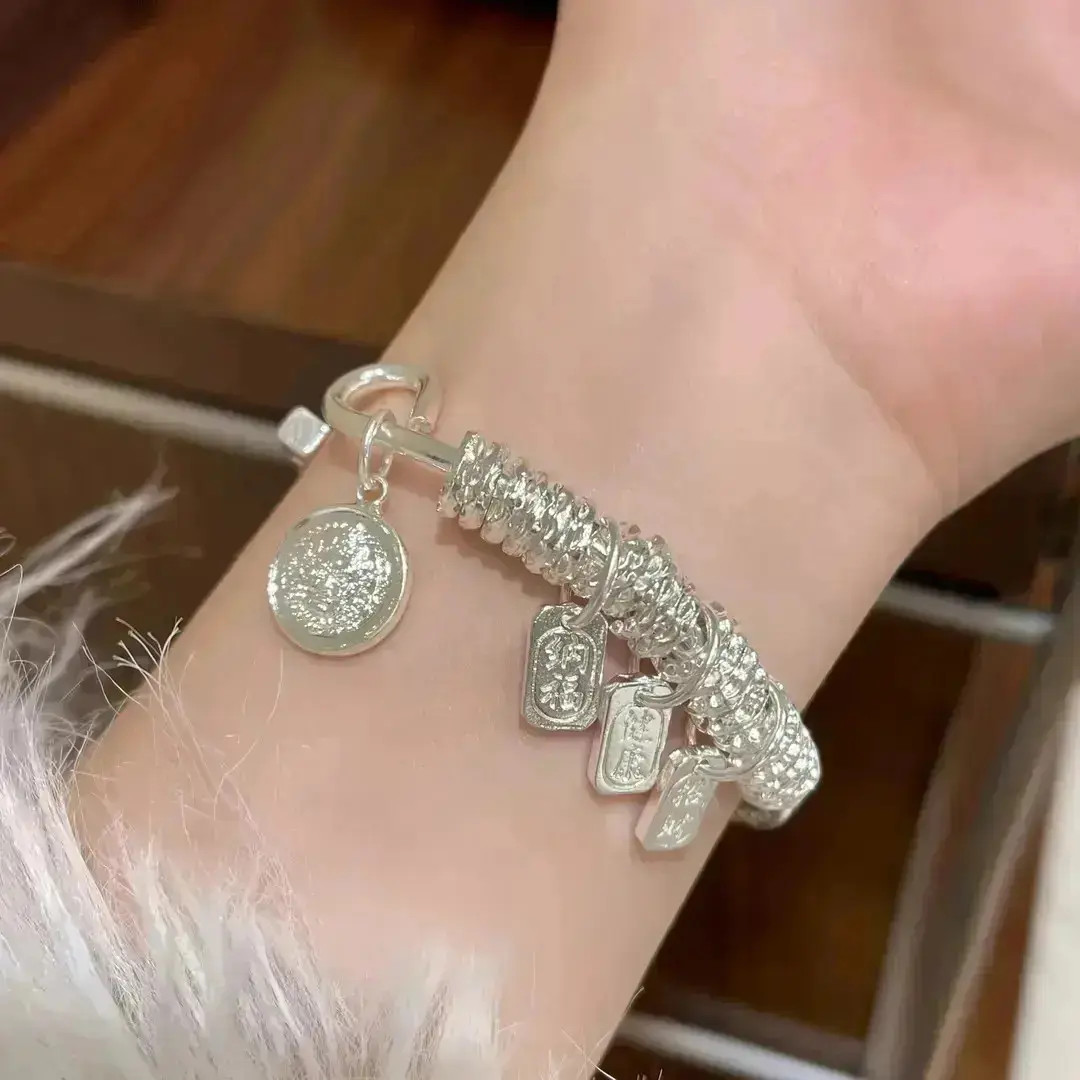 999.9银黄财神盘缠镯