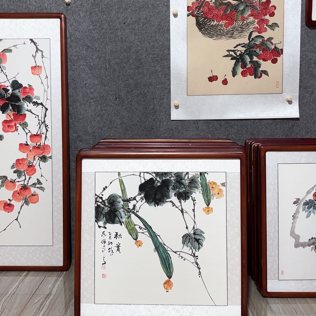 国画书画作品带框63×63