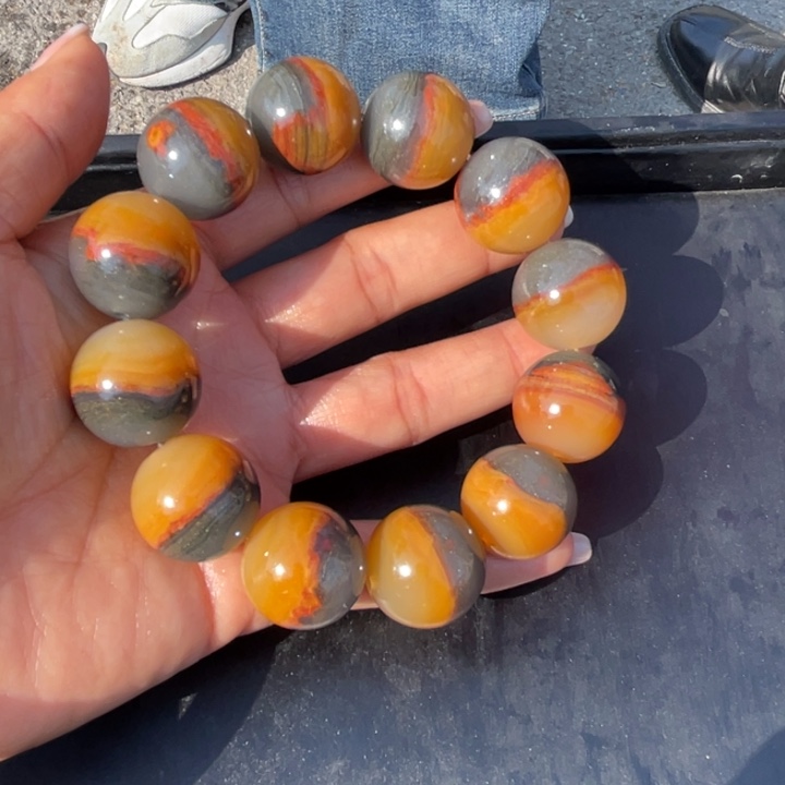 石英质玉（黄龙玉）手串未镶嵌