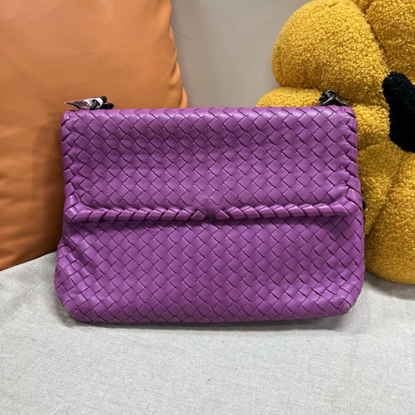 95新 BOTTEGA VENETA/葆蝶家 BV 奥林匹亚系列 玫紫色 编织