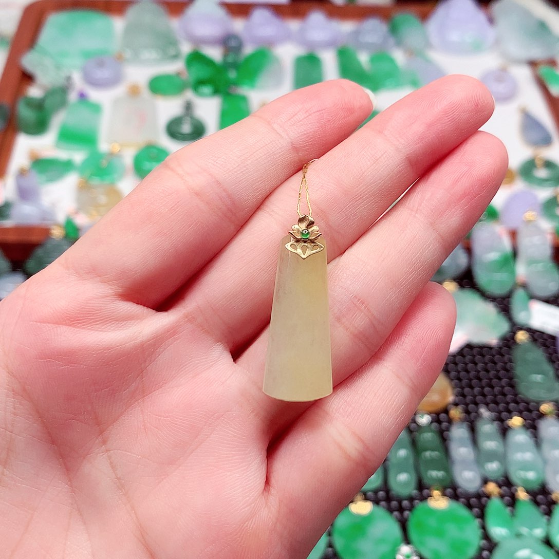吊坠(不含链)18K金镶嵌翡翠天然翡翠A货