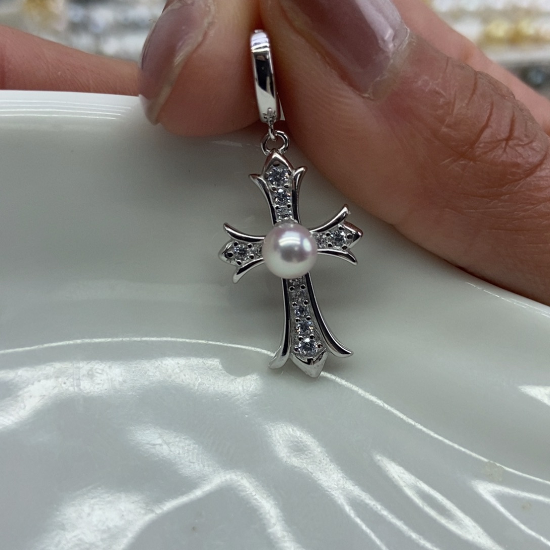 海水珍珠银S925镶嵌吊坠(不含链)