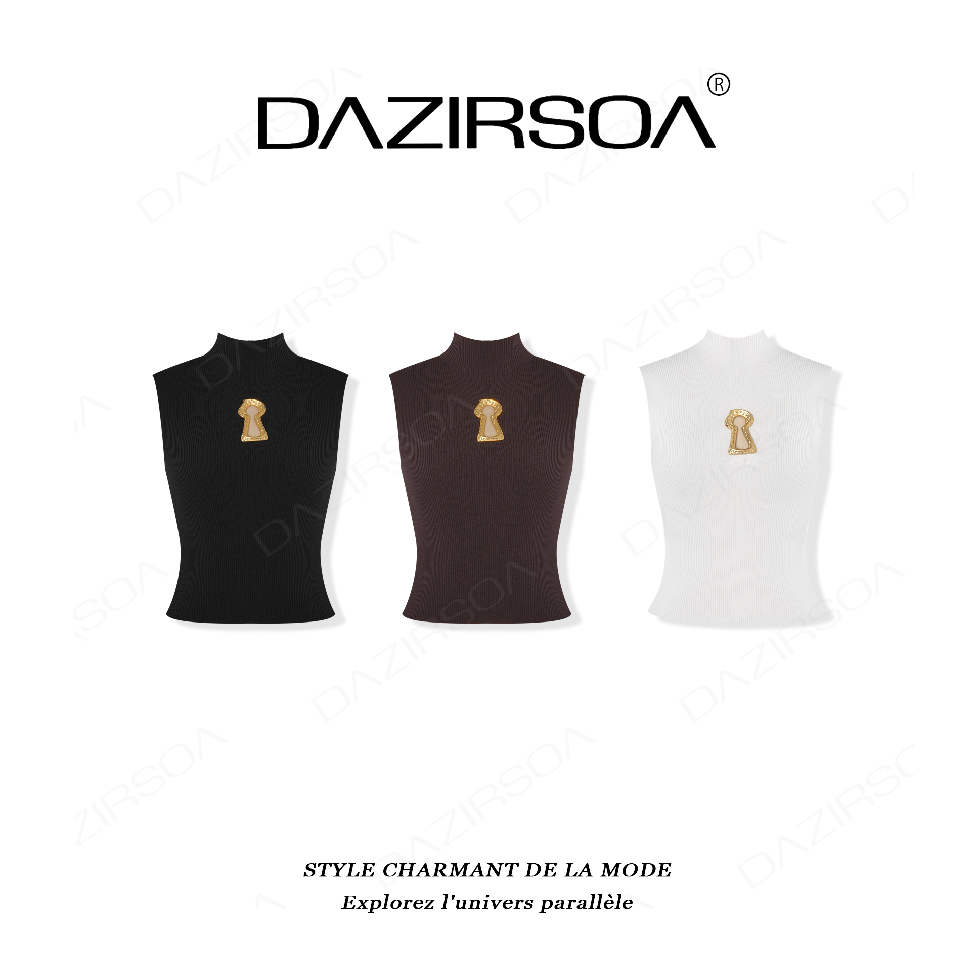 DAZIRSOA/达姿“优雅自称”时尚百搭简约个性毛衣背心 AB319