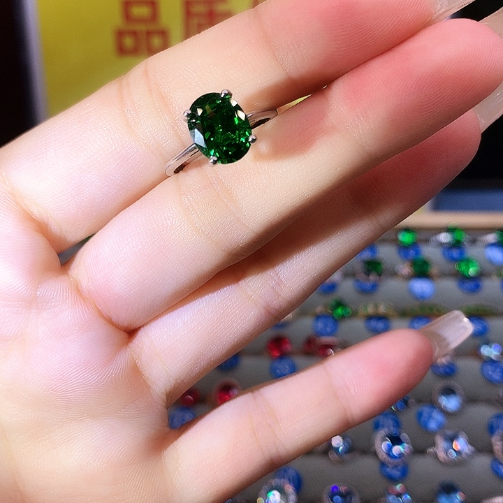 戒指透辉石银S925镶嵌